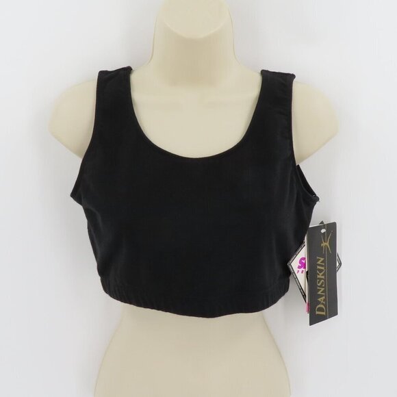 Danskin Women Plus Size 1X Bra Tops Bralette Solid Black Cotton Blend 1990s NEW - Picture 9 of 9